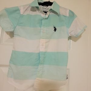Two teal blue button-down shirts, boys size 4T